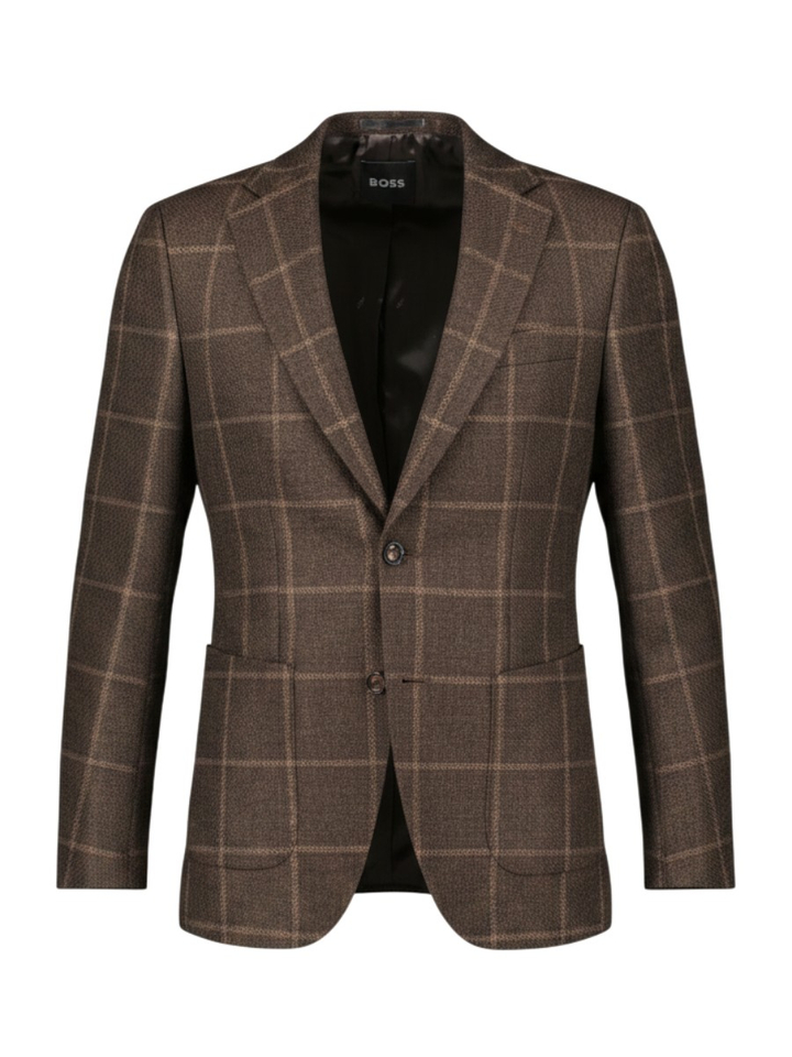 Bruine blazer in wol met ruit motief Hugo Boss