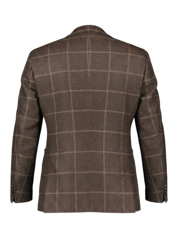 Bruine blazer in wol met ruit motief Hugo Boss