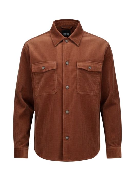 Roestkleurig ribfluweel hemd (regular fit) met lange mouwen Hugo Boss