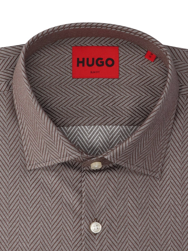 Brown overflow katoenen hemd (slim fit) met motief en lange mouwen Hugo Boss