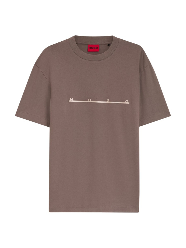 Taupekleurige t-shirt met korte mouwen en ronde hals Datri Hugo Boss