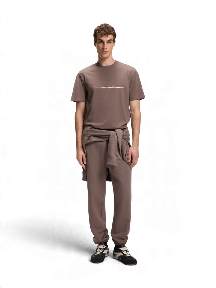 Taupekleurige t-shirt met korte mouwen en ronde hals Datri Hugo Boss