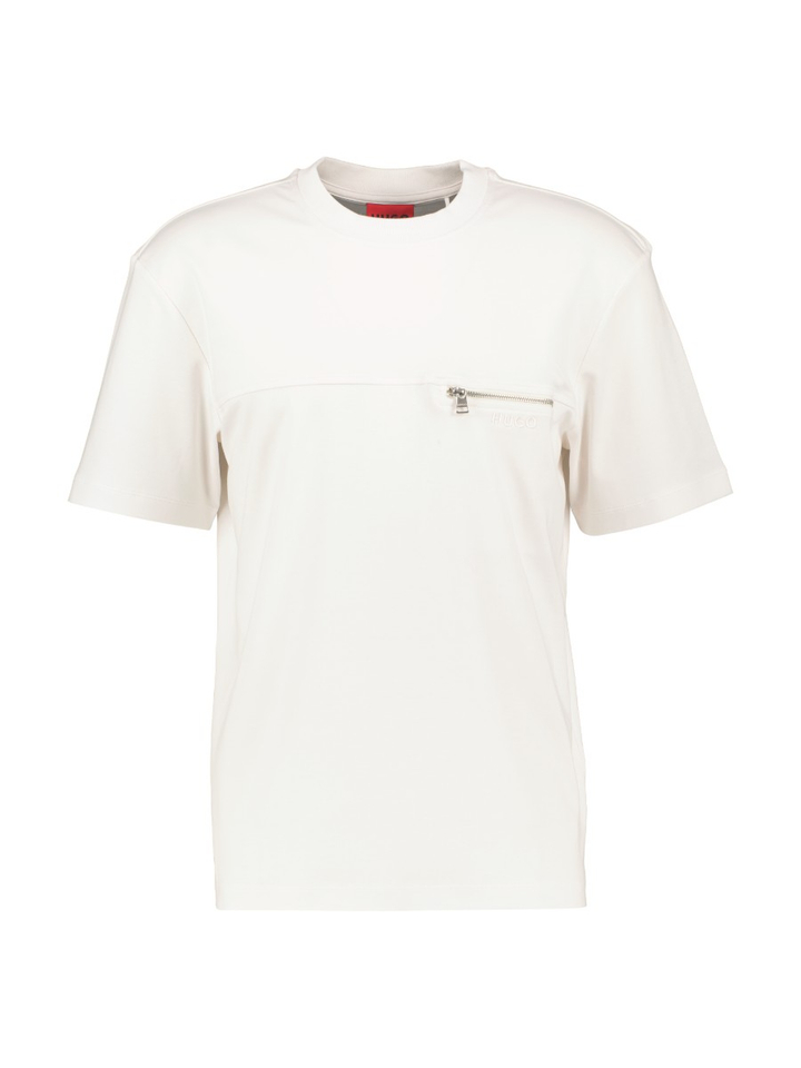 Ecru t-shirt met rits detail Derenn Hugo Boss