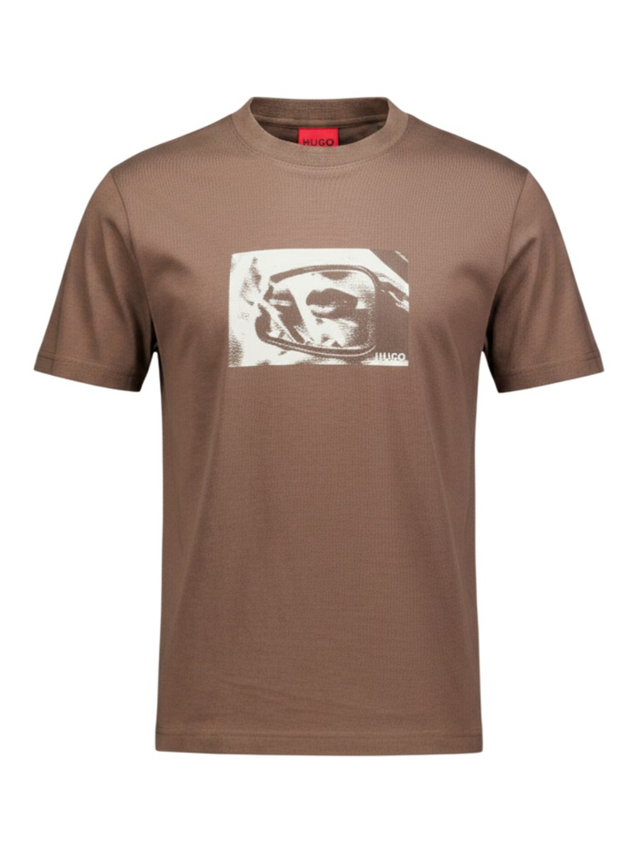Bruine casual t-shirt met odruk Dirom Hugo 