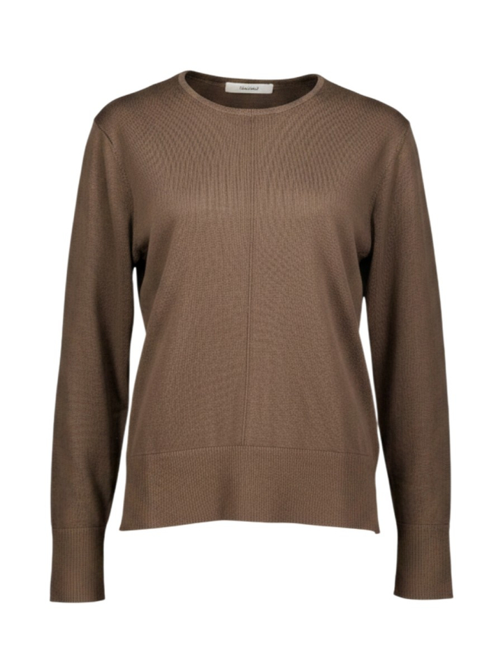 Donkerbruine katoenen fijne pull Selected