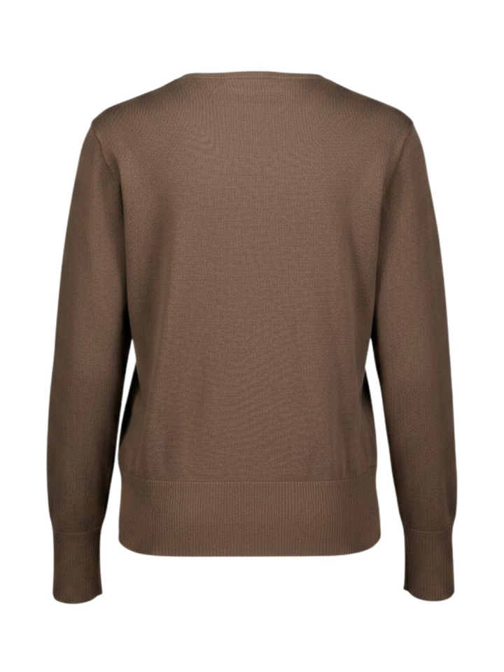 Donkerbruine katoenen fijne pull Selected