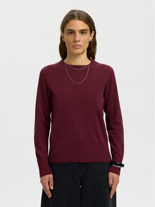 Bordeaux katoenen fijne pull Selected