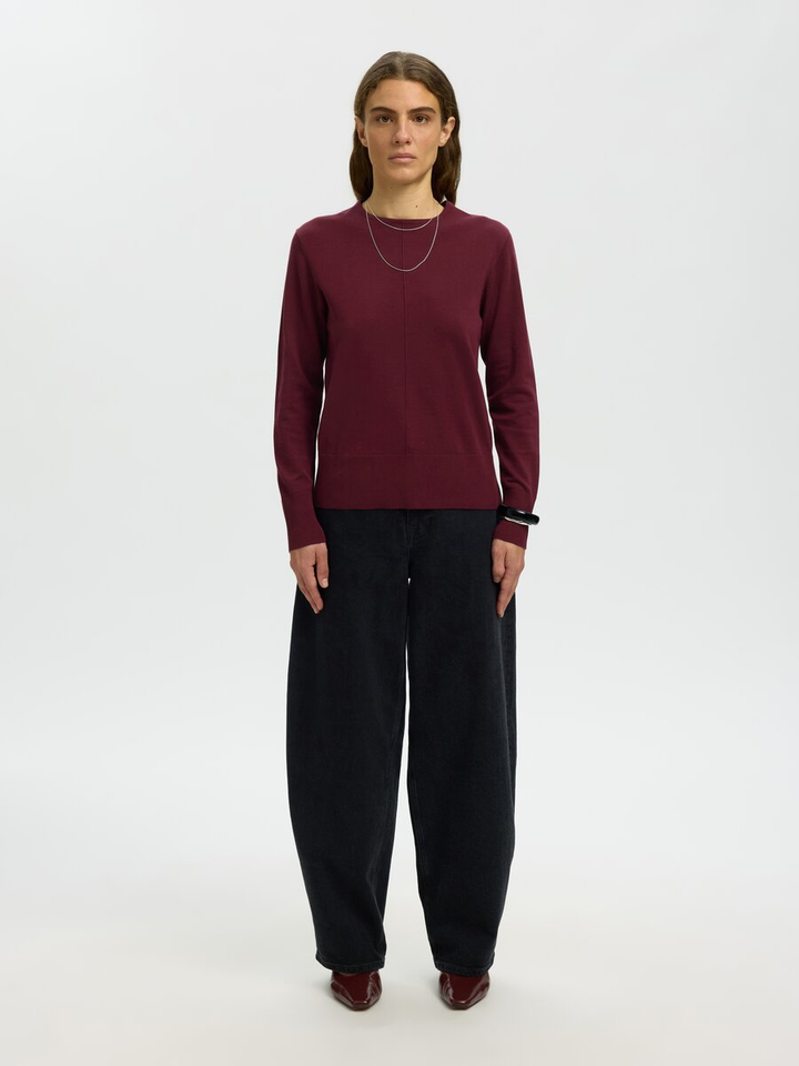 Bordeaux katoenen fijne pull Selected
