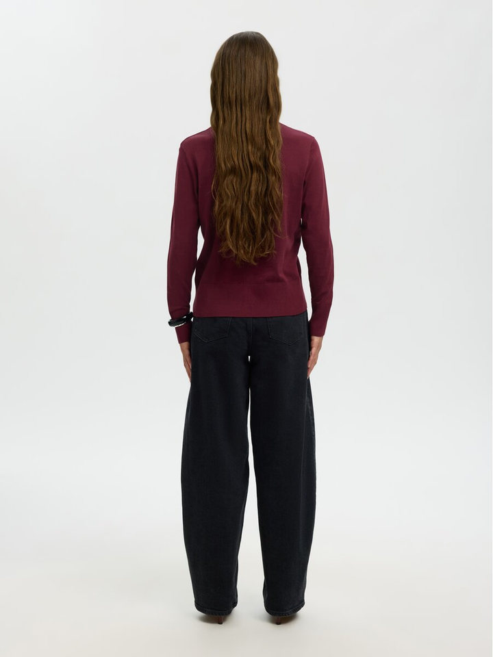 Bordeaux katoenen fijne pull Selected