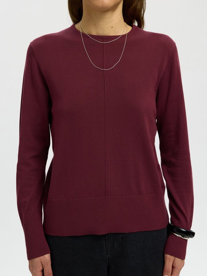 Bordeaux katoenen fijne pull Selected