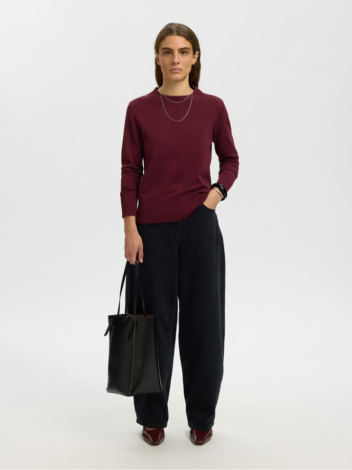 Bordeaux katoenen fijne pull Selected