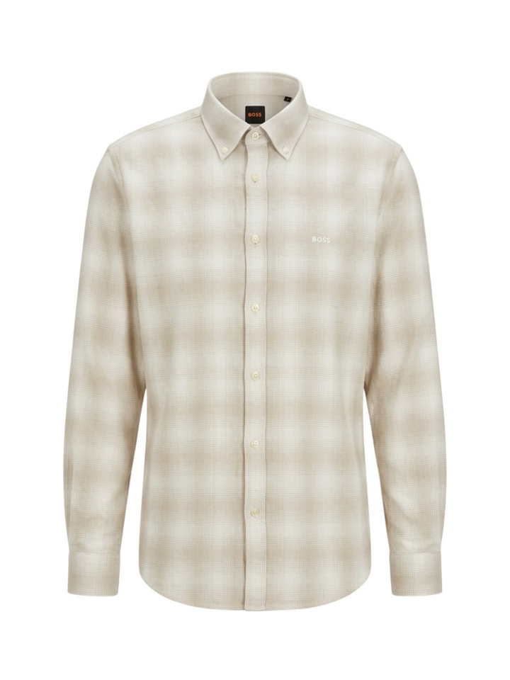 Beige katoenen hemd (regular fit) met lange mouwen Rickert Hugo Boss
