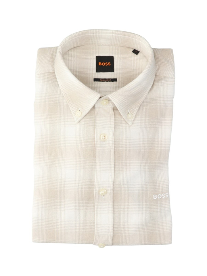 Beige katoenen hemd (regular fit) met lange mouwen Rickert Hugo Boss