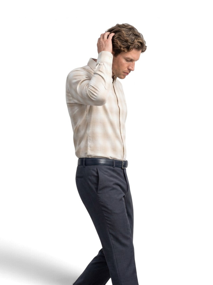 Beige katoenen hemd (regular fit) met lange mouwen Rickert Hugo Boss