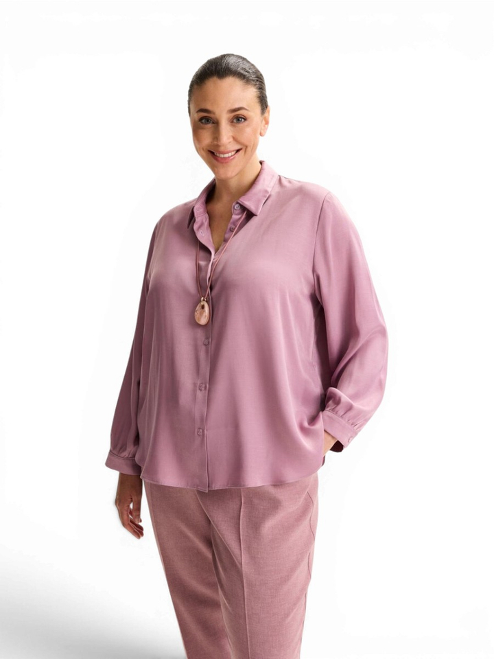 Lichtroze hemdblouse in elastisch satijn Jarda Mayerline