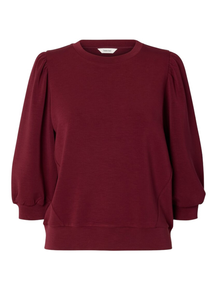 Bordeaux sweatshirt met pofmouwen Selected