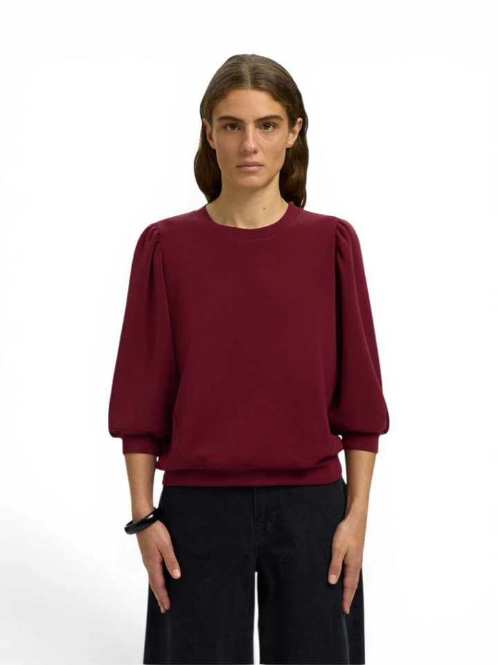 Bordeaux sweatshirt met pofmouwen Selected