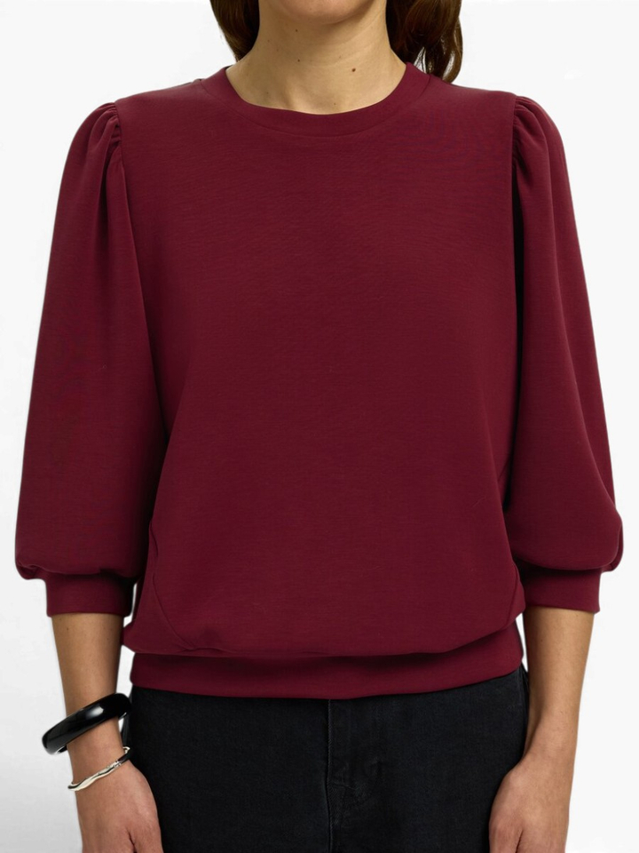 Bordeaux sweatshirt met pofmouwen Selected