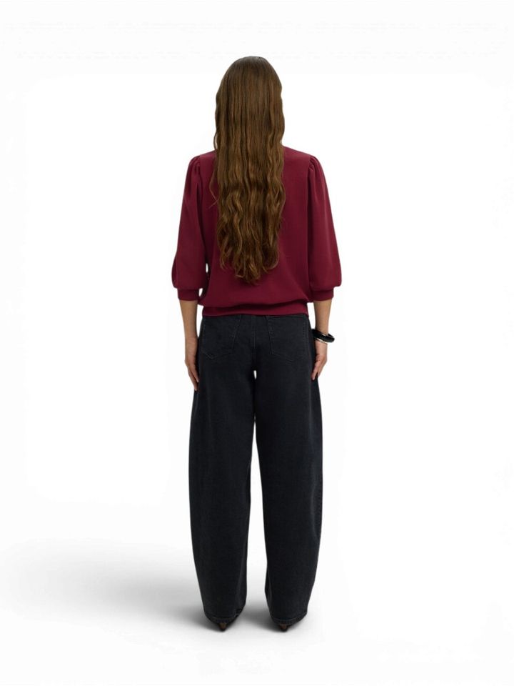 Bordeaux sweatshirt met pofmouwen Selected