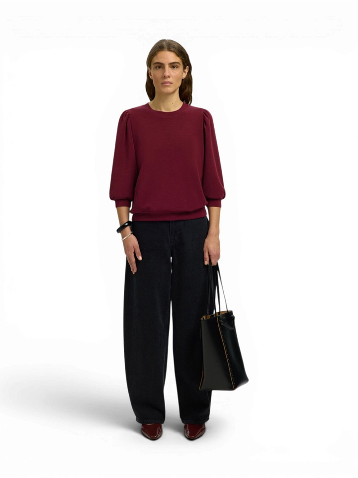 Bordeaux sweatshirt met pofmouwen Selected