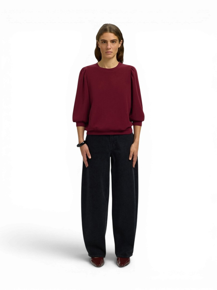 Bordeaux sweatshirt met pofmouwen Selected