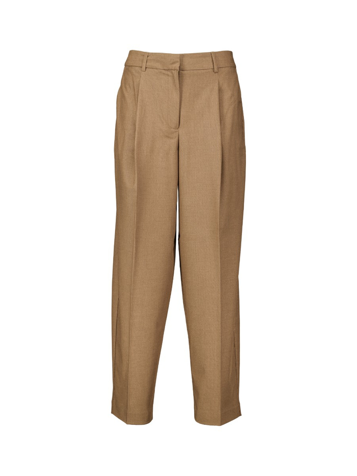 Beige barrel broek met bandplooi Selected
