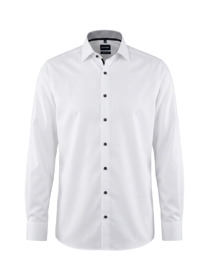 Wit katoenen hemd (comfort fit) met lange mouwen Olymp