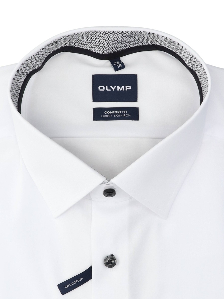 Wit katoenen hemd (comfort fit) met lange mouwen Olymp