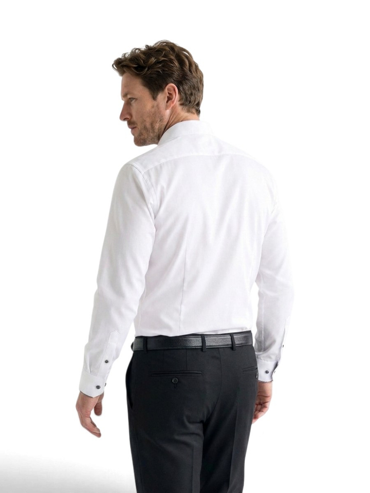 Wit katoenen hemd (comfort fit) met lange mouwen Olymp