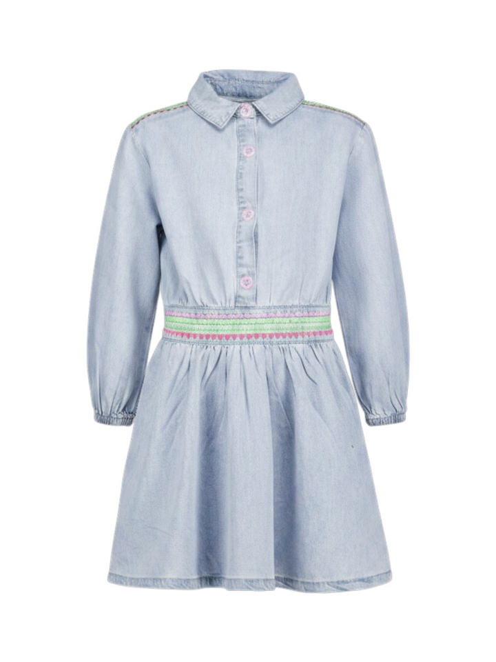 Blauwe jeansjurk met fluo detail Billieblush