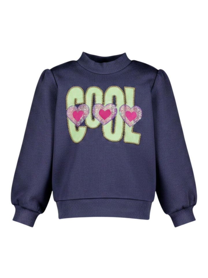 Donkerblauwe sweater met opdruk Billieblush 