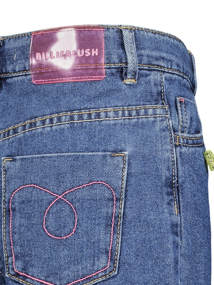 Blauwe straight jeans met symbolen langs de voorzijde Billieblush
