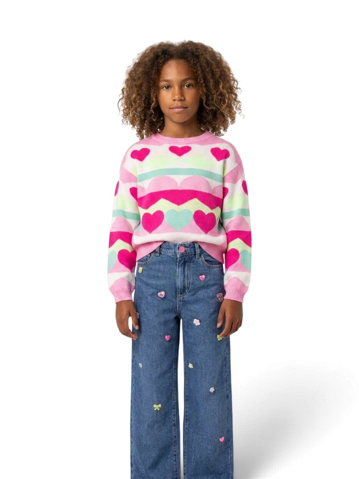 Multicolor trui met hartjes Billieblush