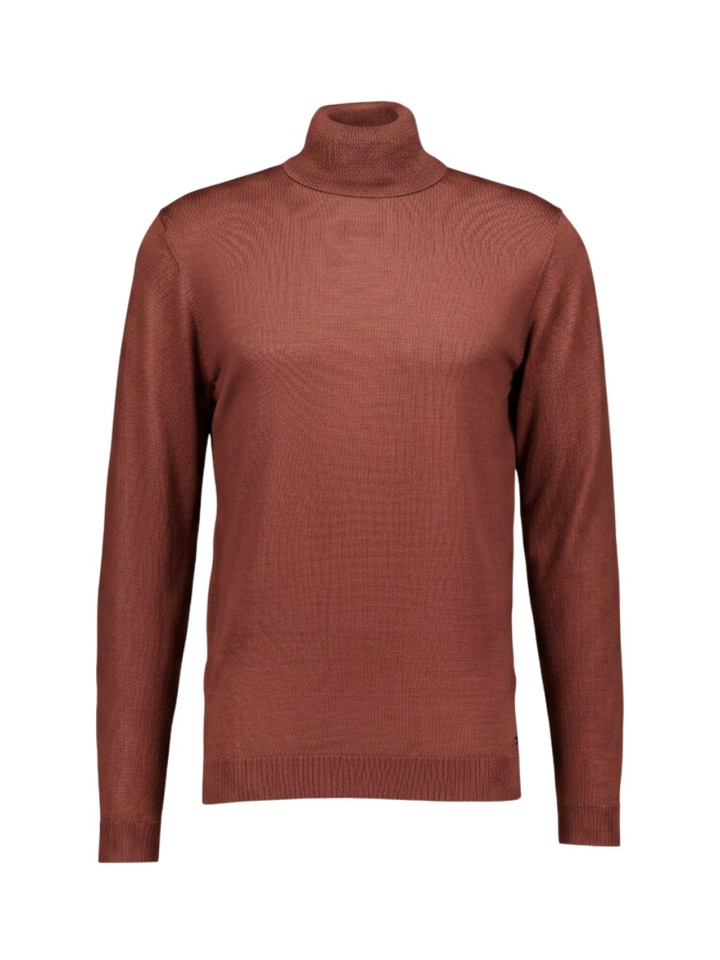 Roestkleurige wollen pull met rolkraag Roy Robson