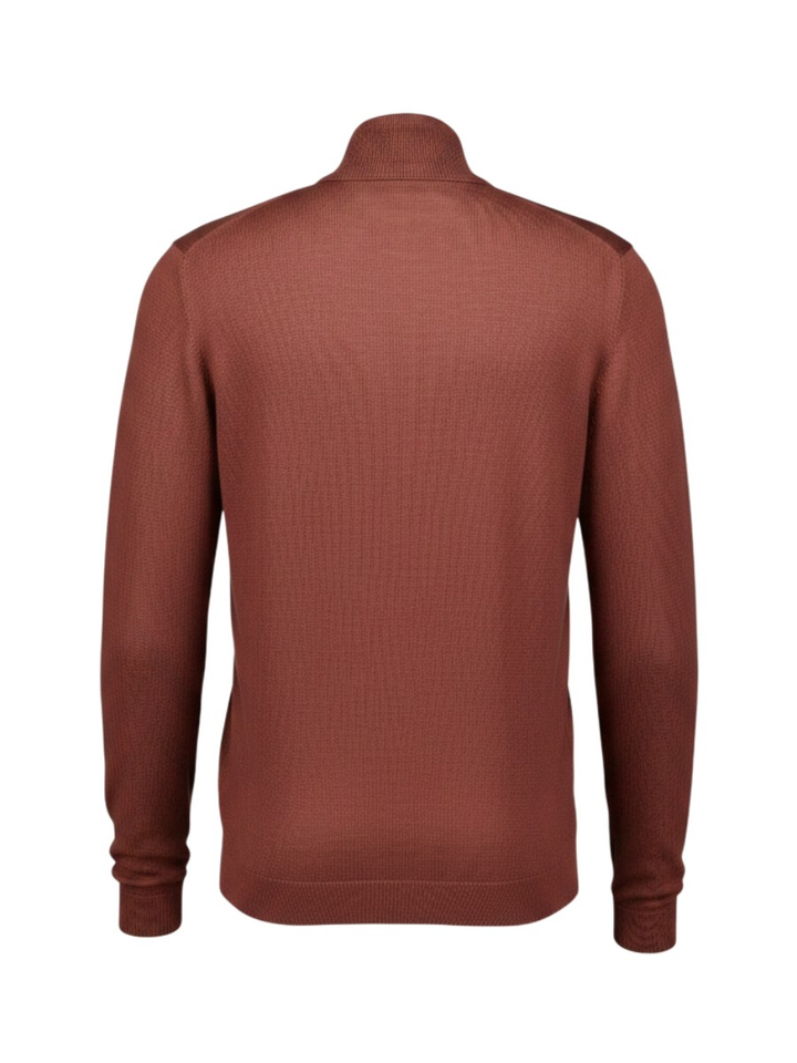 Roestkleurige wollen pull met rolkraag Roy Robson