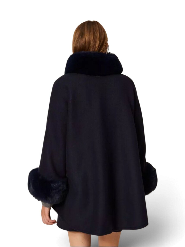 Donkerblauwe poncho Twinset