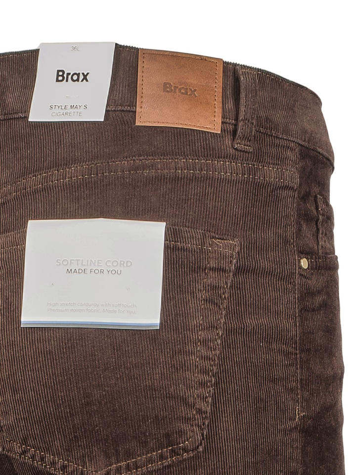 Bruine broek in ribflueel Brax
