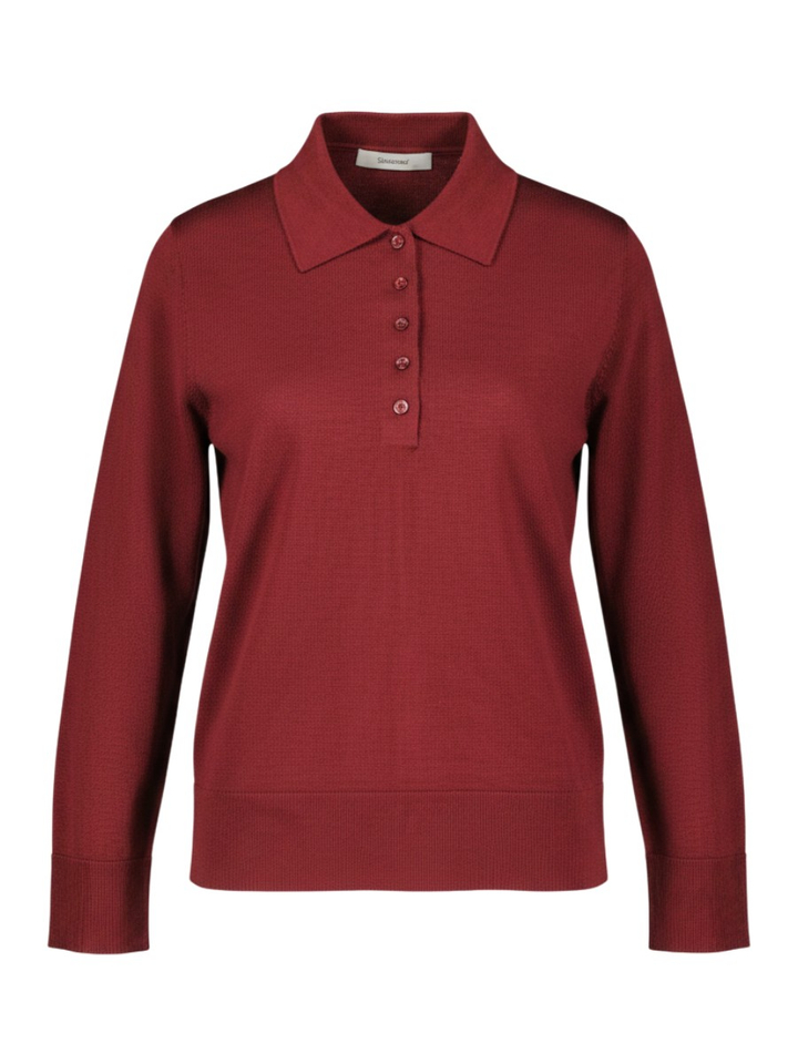 Bordeaux polo met lange mouw Selected 