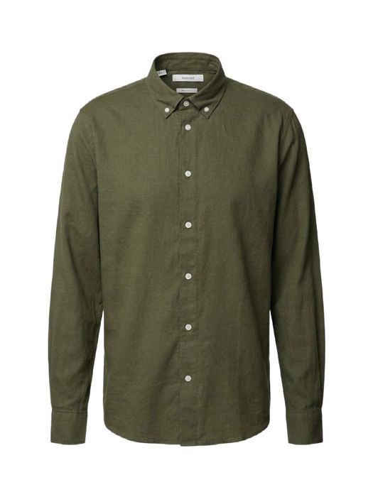 Vetiver melange katoenen hemd (regular fit) met lange mouwen Selected