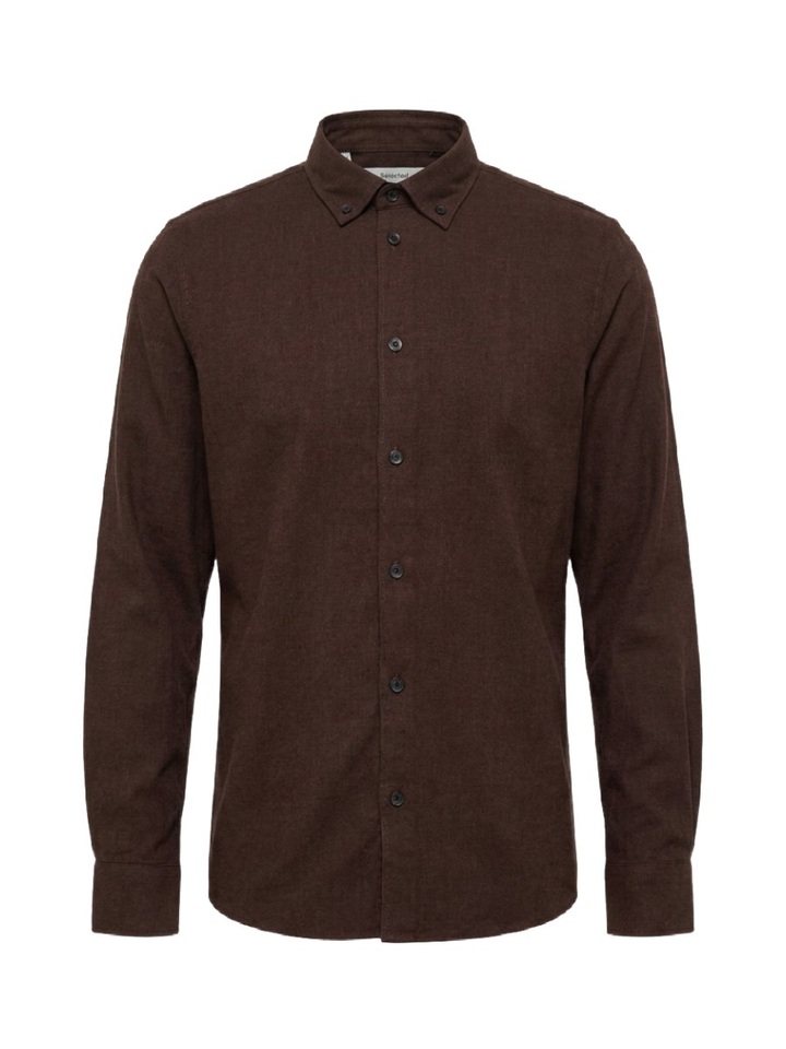 Delicioso melange katoenen hemd (regular fit) met lange mouwen Selected