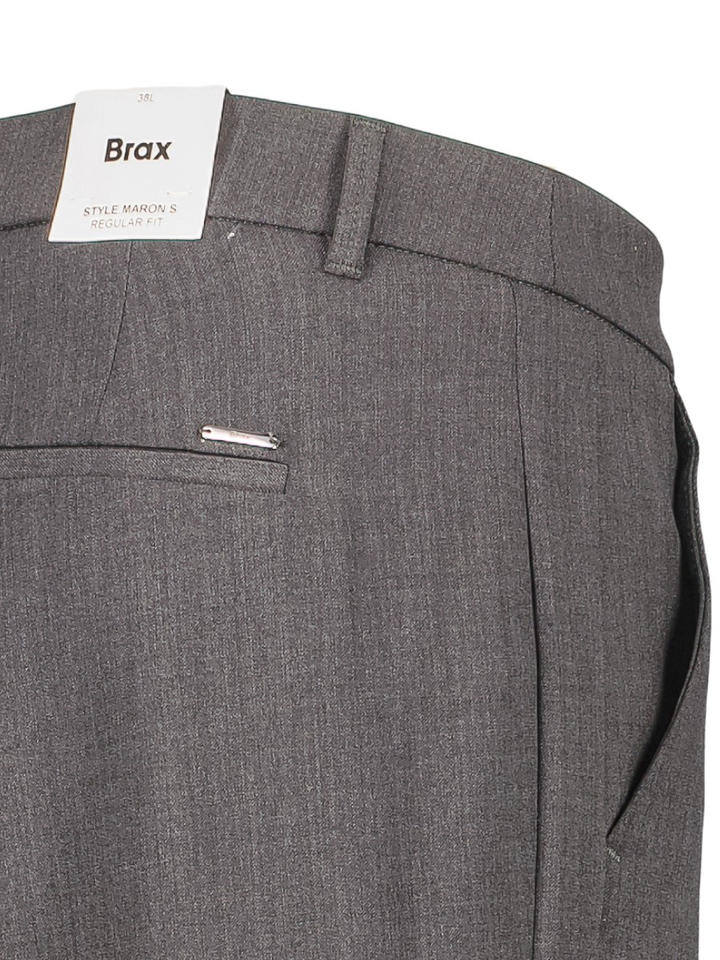 Smoke grey regular fit broek met bandplooien Brax