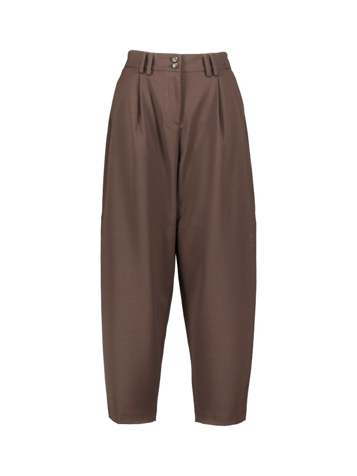 Bruine barrel broek met bandplooien Brax