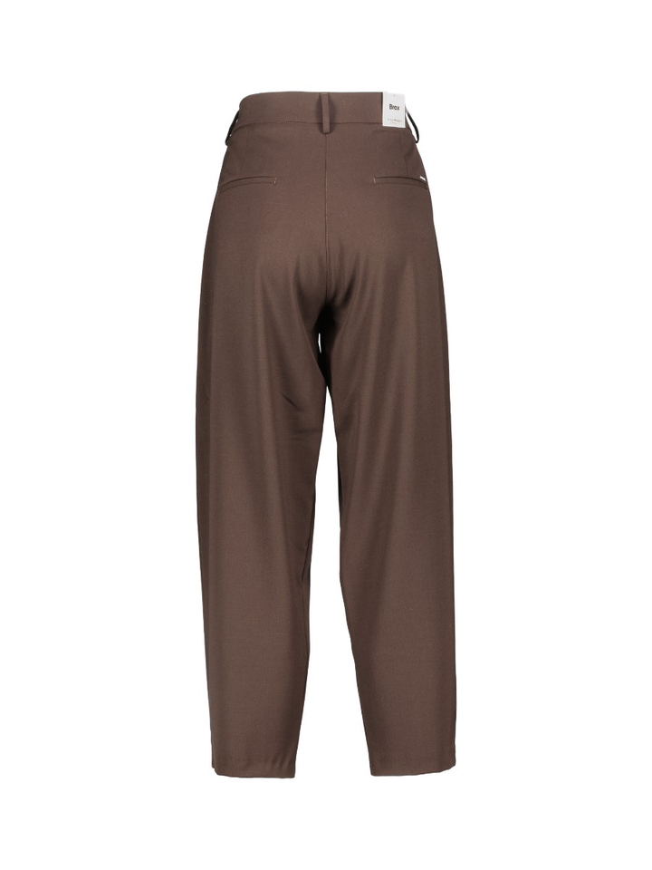 Bruine barrel broek met bandplooien Brax
