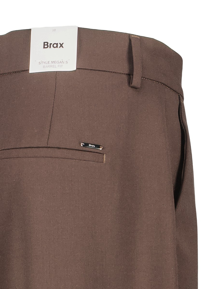 Bruine barrel broek met bandplooien Brax