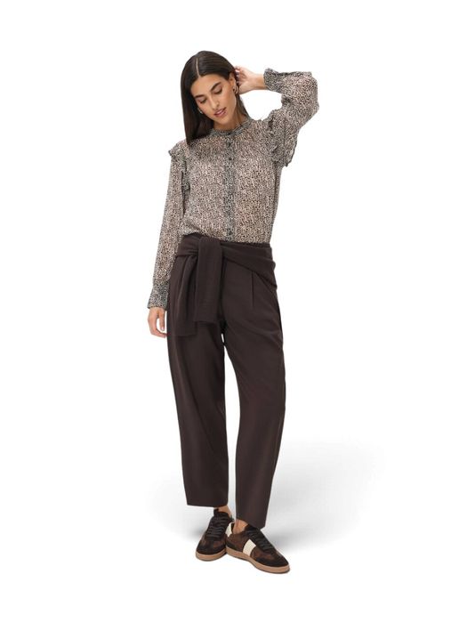 Bruine barrel broek met bandplooien Brax