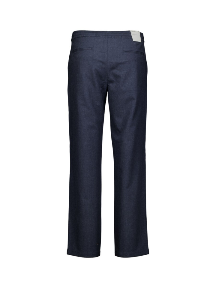 Donkerblauwe broek met elastische tailleband en trekkoord Selected