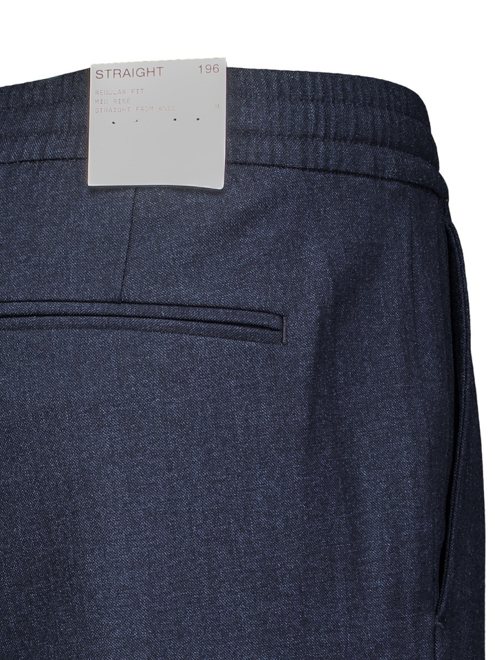 Donkerblauwe broek met elastische tailleband en trekkoord Selected