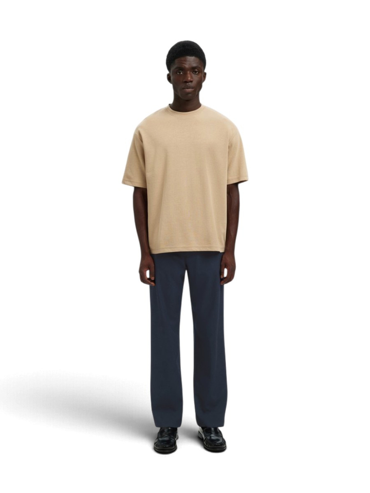 Donkerblauwe broek met elastische tailleband en trekkoord Selected 