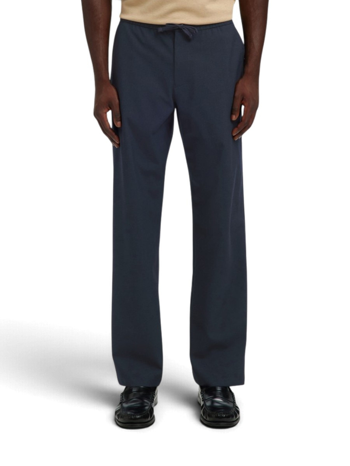 Donkerblauwe broek met elastische tailleband en trekkoord Selected 