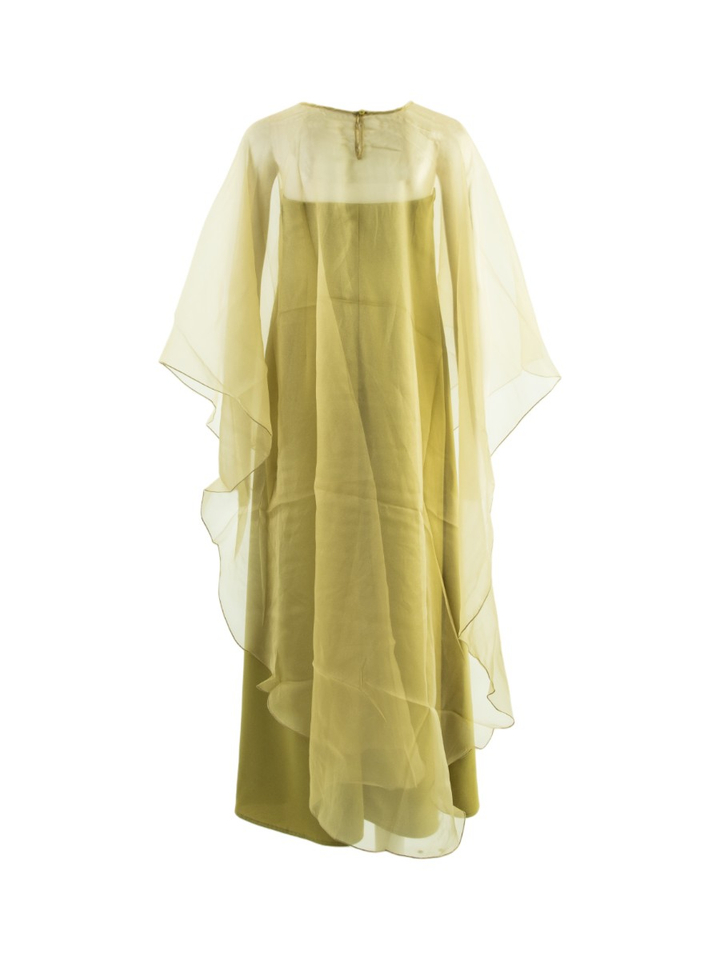 Moss green getailleerd feestjurk met strapless lijfje en overcape Y.A.S